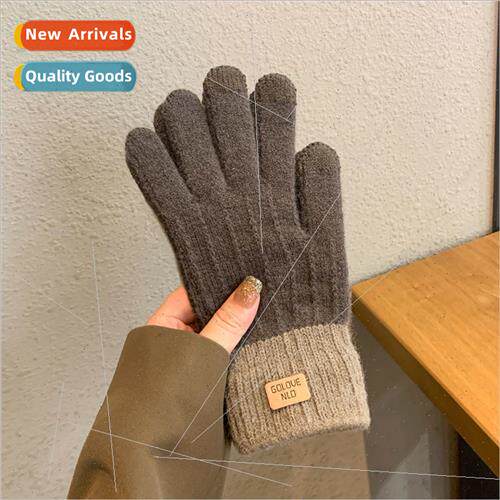 Knted touch-screen gloves women fall winter warm -slip padde