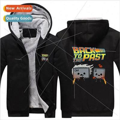 Back to the past keyboard hoodie jacket mens winter thickene