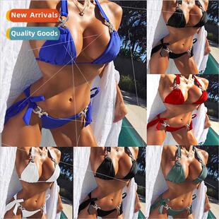 color diamonds bikini Europe separates solid bandage sexy
