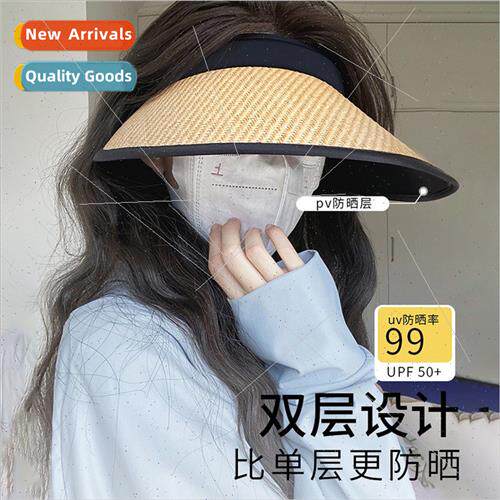 High- 2023 summer face-shading straw hat sunscreen UV hollow