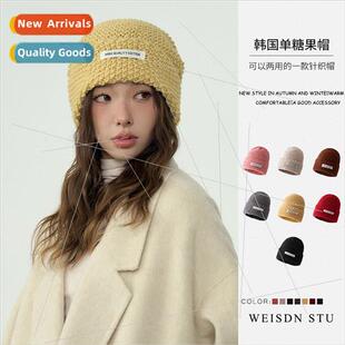 female fall big knted stacked cap loose Korea winter