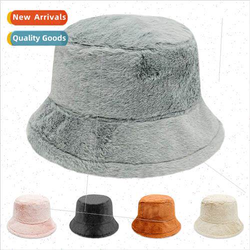 Winter solid color imation rabb hair fisherman hat female Ja