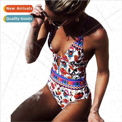 New One-piece Swimsu Strappy Printed Backless Sexy Swimsu Sw