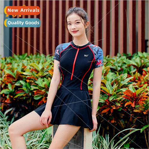 Swimsu female one-piece conservative short-sleeved skirt typ