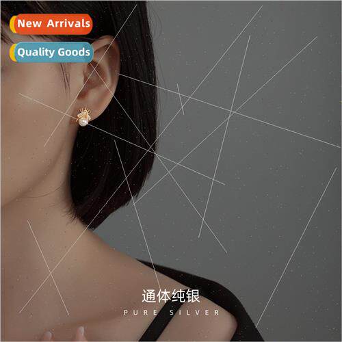 S925 silver bee pearl earrings Korea earrings simple small c
