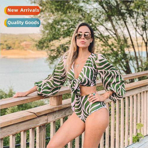 Swimsu women 2023 new stch mesh long sleeve spl bikini high