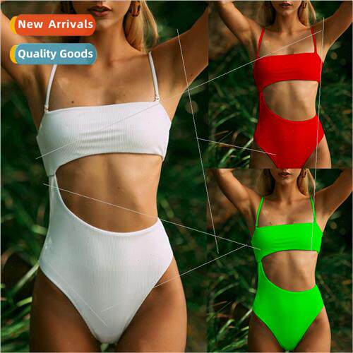 Yama Womens One-Piece Swimsu Solid Color Sexy Gathering Irre