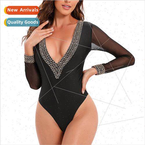 2023 New Swimsu Sexy Mesh One-piece Swimsu Women V-Neck i Sw