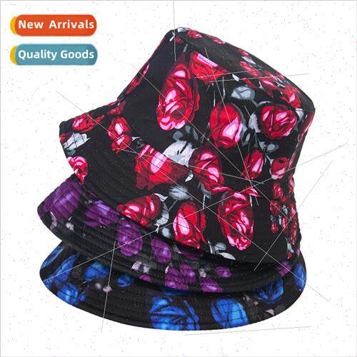 ins new retro sun hat purple roses floral sun hat double-sid