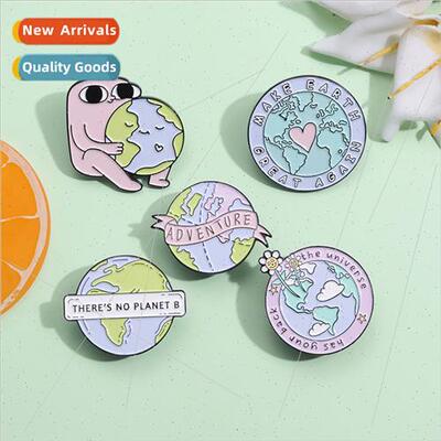 New Love Earth alloy pin cartoon pink round letters environm