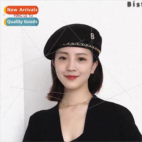 Beret female fall new wildly obvious face small octagonal ca