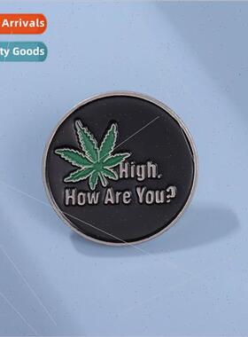 New maple leaf letters black round badge personaly niche sim