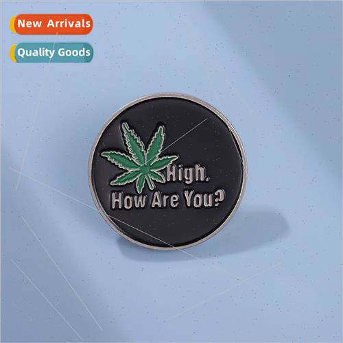 New maple leaf letters black round badge personaly niche sim