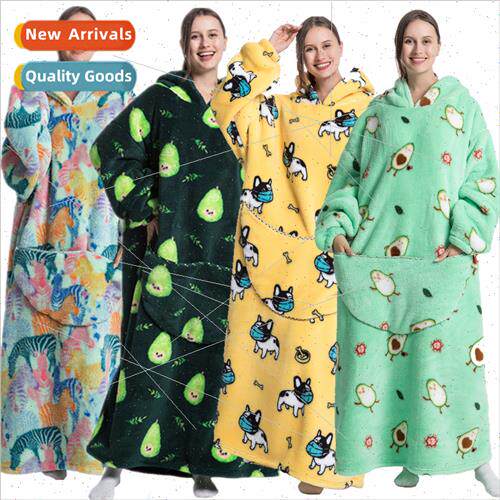 New Shu cotton fleece cold clothing lazy blanket hooded exte