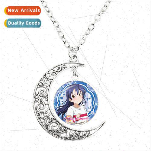 New anime characters fashion moon necklace dome glass birthd