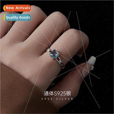 S925 lver Vintage Dazzling Zirconia Ring Women Adjustable Fi