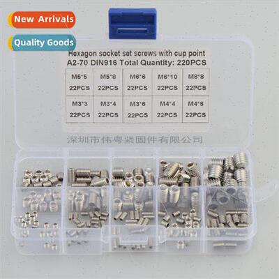 220pcs M3 4 5 6 8 stainless steel 304 hexagon socket set scr