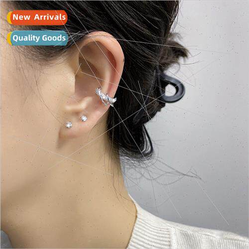 Double irregular winding line zirconia ear clips fake earrin