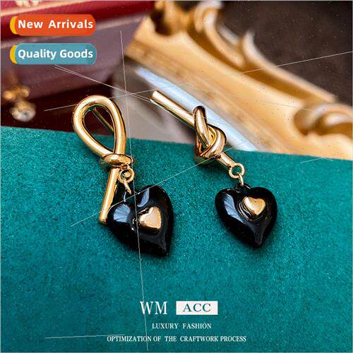 silver needle knot love earrings Korea sweet cool creative e