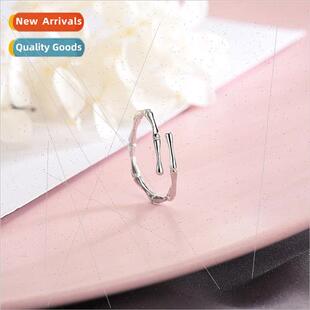 S925 Korea index fin opening pinky bamboo ring silver joints