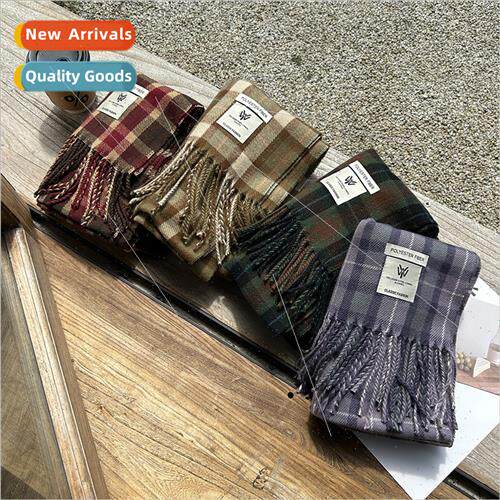 2023 Korea  simple plaid imation cashmere scarf female fall