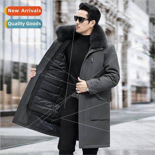 Long paragraph knee down jacket men winter thickening middle