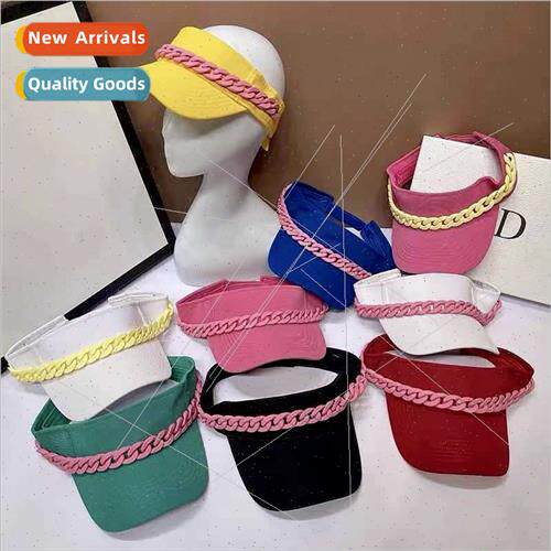 Korea acrylic chain hollow top hat female spring hundred wh