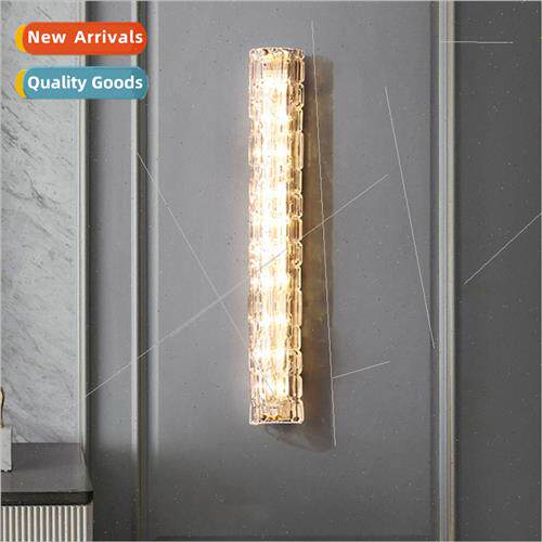 modern light luxury water grain glass wall lamp long bedroom