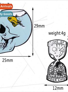 Creative Skull Hourglass Brooch Metal Oil Drip Brooch