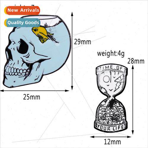 Creative Skull Hourglass Brooch Metal Oil Drip Brooch