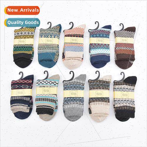 Autumn winter new double road retro rabb wool socks men mid-