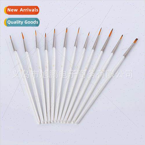Brushes 12 whe wooden rod nylon hair watercolor brush set wa