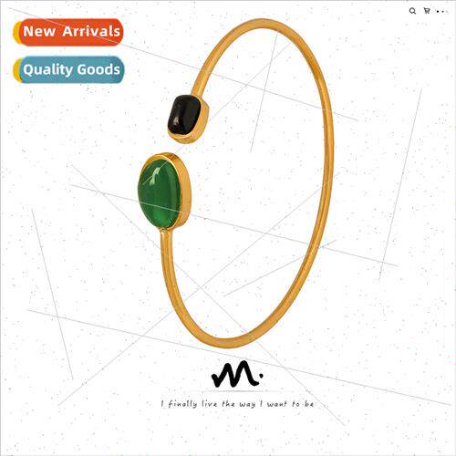 New palace retro tanium steel gold-plated bracelet green bla