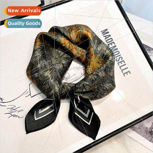 2023 new black silk scarf small square scarf gift mulberry s