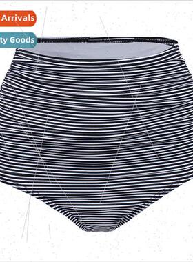 2022Europe pinstripe swim trunks women high waist triangle E