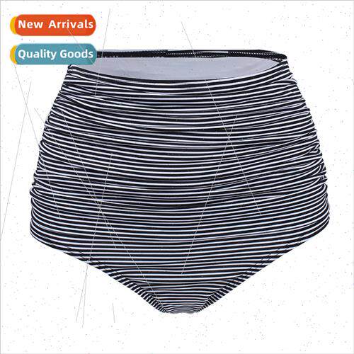 2022Europe pinstripe swim trunks women high waist triangle E