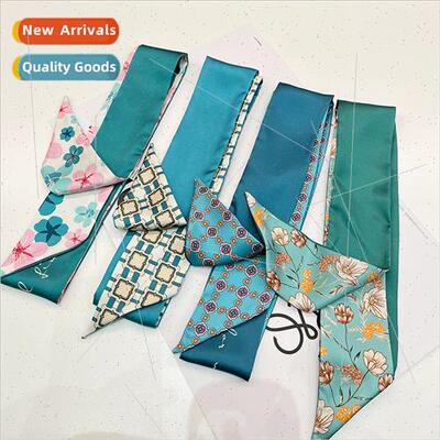mple Korea  2023 female blue refreshing elegant silk scarf h