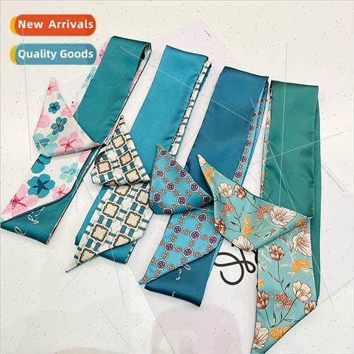 mple Korea  2023 female blue refreshing elegant silk scarf h