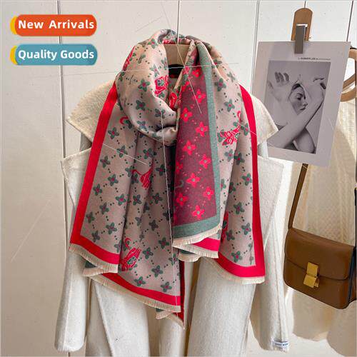 Autumn winter classic patterned faux cashmere fashion shawl
