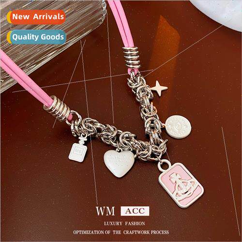 Love planet mangosteen leather splicing necklace hundred mat