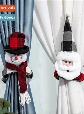 Supplies Christmas Curtain Buttons Old Man Snowman Curtain B