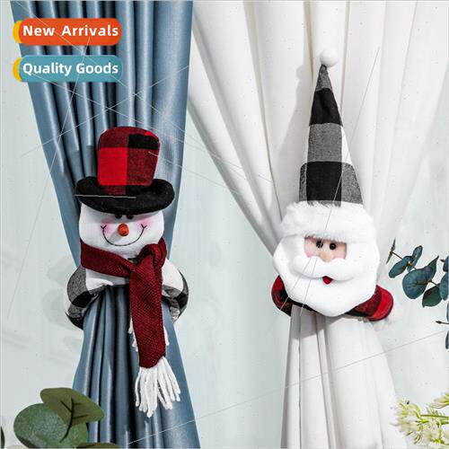 Supplies Christmas Curtain Buttons Old Man Snowman Curtain B