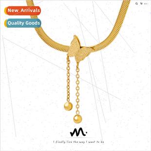 Butterfly Neckla Blade Frosted Beads Sexy Steel Chain Tassel