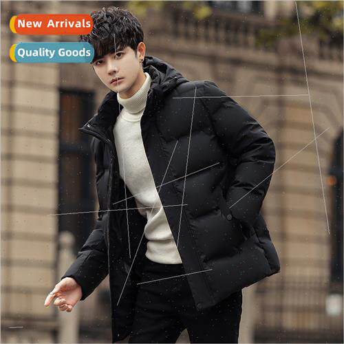 New winter men tide solid color down jacket short hooded jac