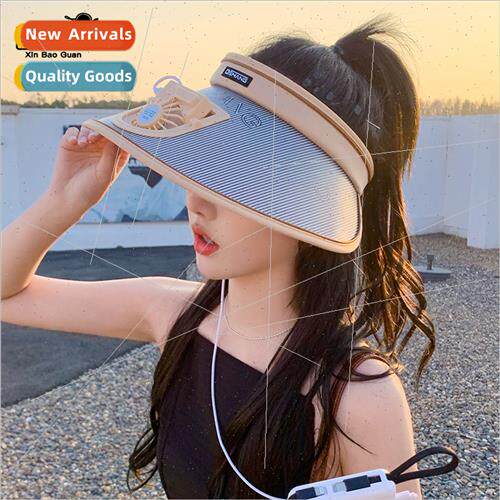 8193 summer new sun hat female large brim wh fan hollow cap