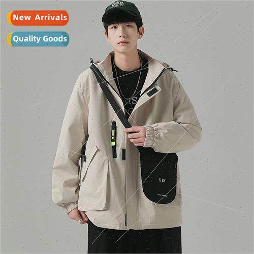American hooded work jacket men 2023 fall new tide loose out