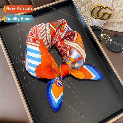 New silk splicing small square scarf 53CM silk scarf women f