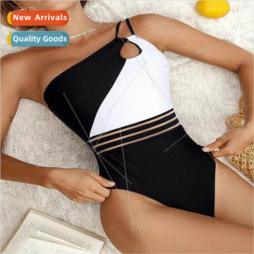 2022Europe Swimwear Womens Bikini Patchwork One-piece Swimsu