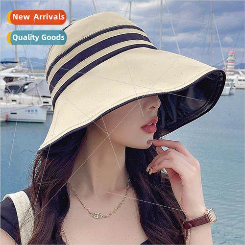Black rubber hollow top sun hat female summer Korean  tide J
