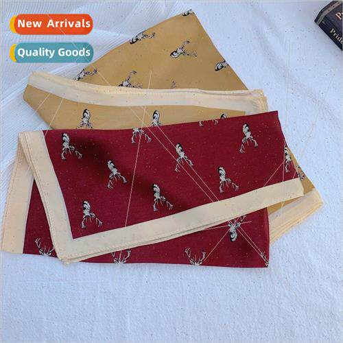 Red deer 100% Mulberry silk silk square scarf female ponytai